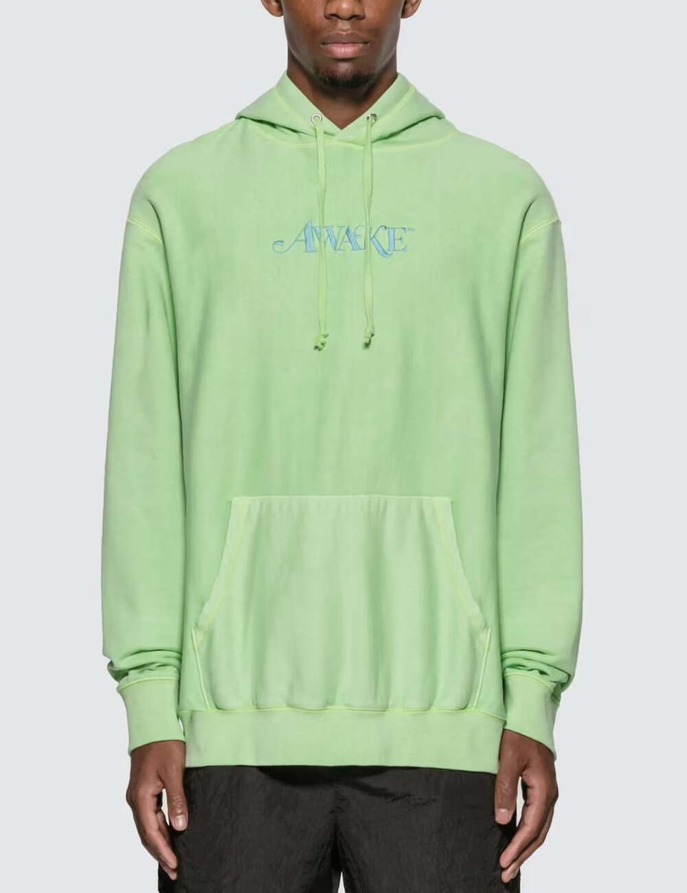 Awake NY Embroidered Logo Hoodie US S EU 46 Mens Washed Green $145
